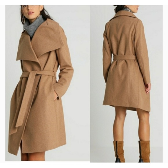 Tom Tailor Jackets & Blazers - NWT Tom Tailor Denim Womens XL Coat‎ Brown Wool Look Polyester Tie Pockets Luxe